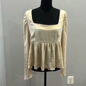 1.STATE Long Sleeve Squareneck Empire Top